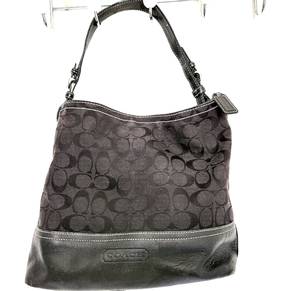Coach Black Signature Canva Tote with Leather Trim - Picture 1 of 7